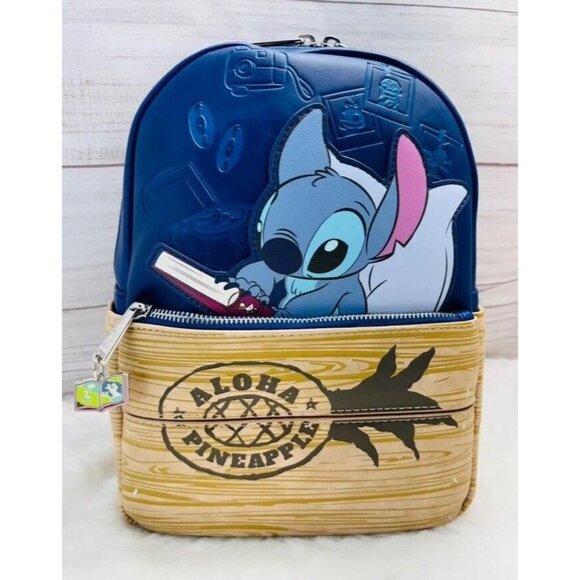 Loungefly Lilo & Stitch Aloha Crate Pineapple Mini Backpack NWT